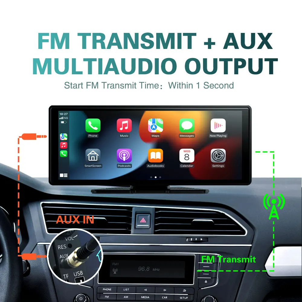 CarPlay sans fil universel 10,26" avec WiFi,  – Compatible Apple et Android.